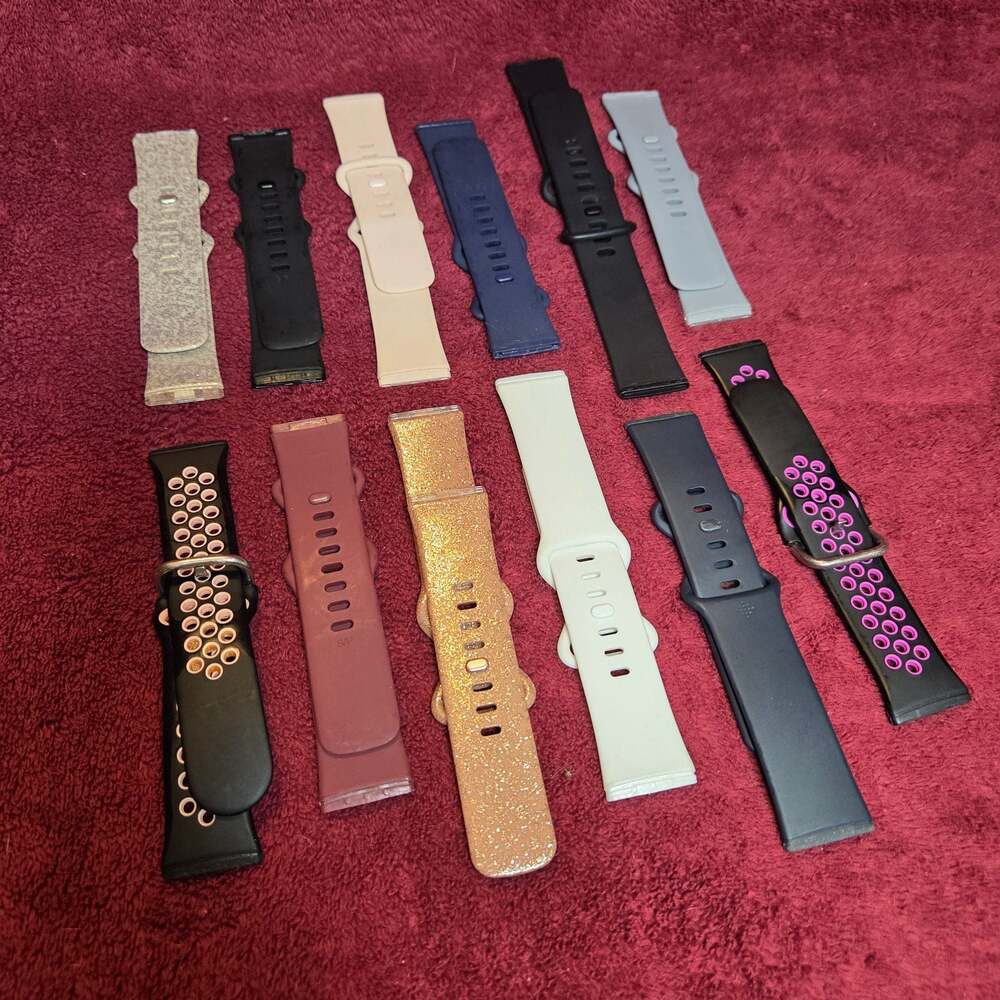 Lot of 12 Silicone Fitbit Bands Compatible w/ Versa 1,2, & Lite Assorted Colors